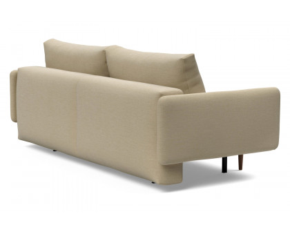 Innovation Living Frode Dark Styletto Sofa Bed Upholstered Arms - 571 Vivus Dusty Sand