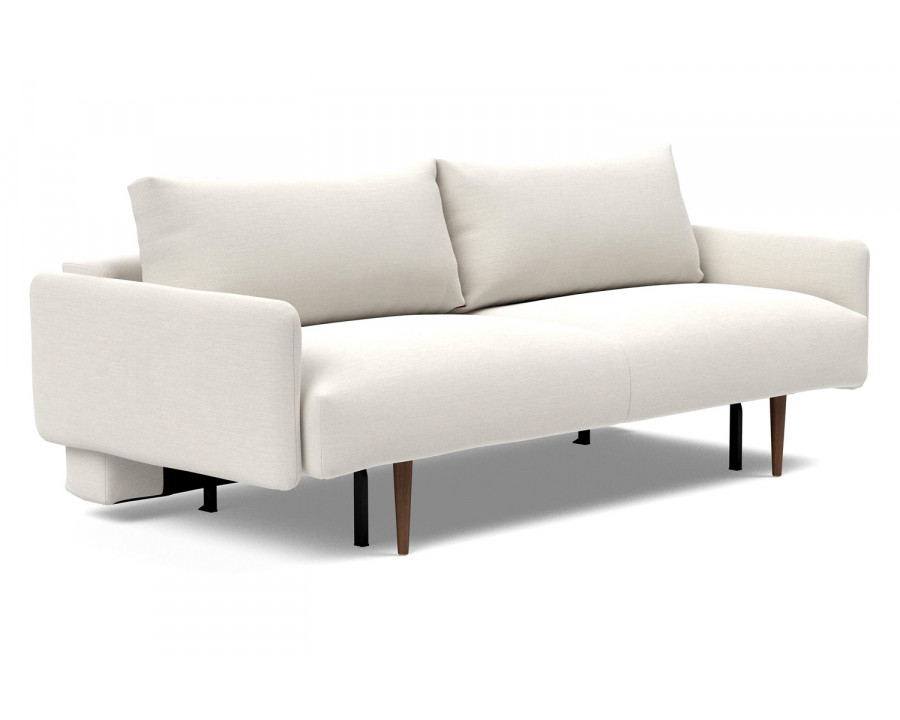 Innovation Living Frode Dark Styletto Sofa Bed Upholstered Arms - 574 Vivus Dusty Off White