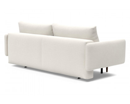 Innovation Living Frode Dark Styletto Sofa Bed Upholstered Arms - 574 Vivus Dusty Off White