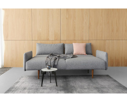 Innovation Living Frode Dark Styletto Sofa Bed Upholstered Arms - 583 Argus Gray