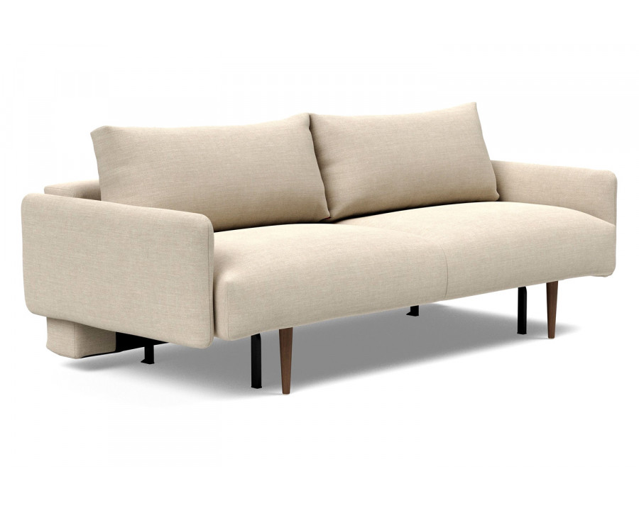 Innovation Living Frode Dark Styletto Sofa Bed Upholstered Arms - 586 Phobos Latte