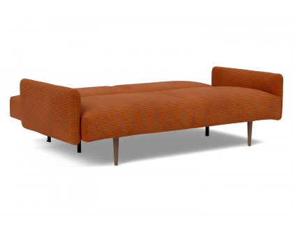 Innovation Living Frode Dark Styletto Sofa Bed Upholstered Arms - 595 Corduroy Burnt Orange