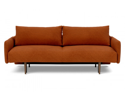 Innovation Living Frode Dark Styletto Sofa Bed Upholstered Arms - 595 Corduroy Burnt Orange