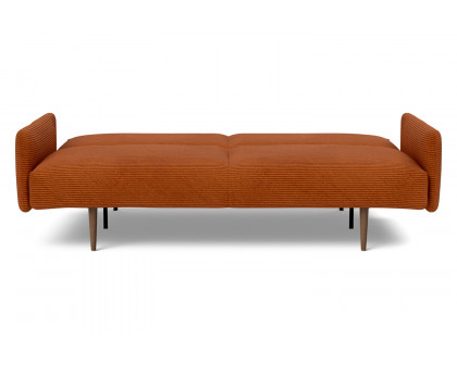 Innovation Living Frode Dark Styletto Sofa Bed Upholstered Arms - 595 Corduroy Burnt Orange