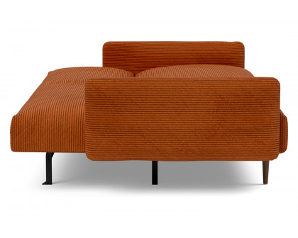 Innovation Living Frode Dark Styletto Sofa Bed Upholstered Arms - 595 Corduroy Burnt Orange