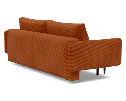 Innovation Living Frode Dark Styletto Sofa Bed Upholstered Arms - 595 Corduroy Burnt Orange