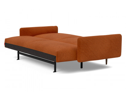 Innovation Living Frode Dark Styletto Sofa Bed Upholstered Arms - 595 Corduroy Burnt Orange