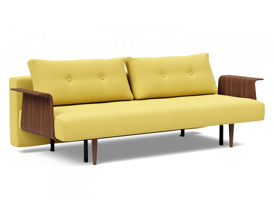 Innovation Living Recast Plus Sofa Bed Dark Styletto with Arms - 554 Soft Mustard Flower