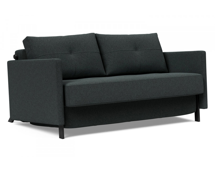 Innovation Living Cubed Full Size Sofa Bed with Arms - 534 Bouclé Black Raven