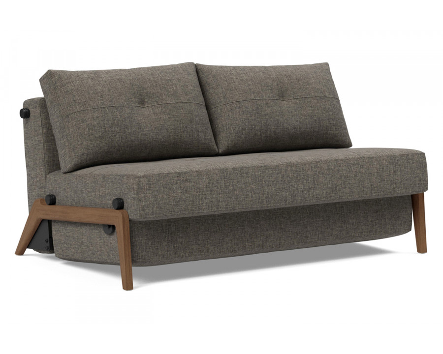 Innovation Living Cubed Full Size Sofa Bed with Dark Wood Legs - 216 Flashtex Dark Gray