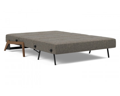 Innovation Living Cubed Full Size Sofa Bed with Dark Wood Legs - 216 Flashtex Dark Gray