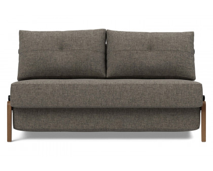 Innovation Living Cubed Full Size Sofa Bed with Dark Wood Legs - 216 Flashtex Dark Gray