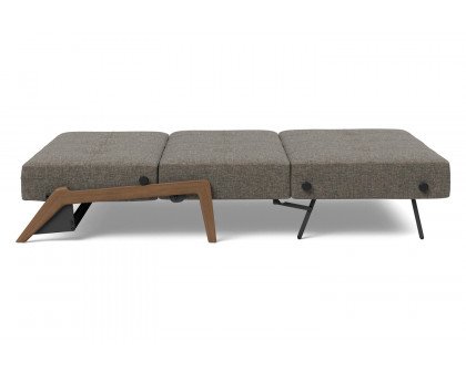 Innovation Living Cubed Full Size Sofa Bed with Dark Wood Legs - 216 Flashtex Dark Gray