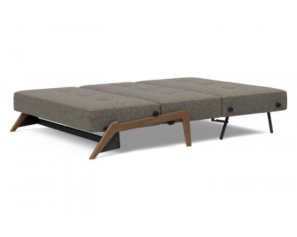 Innovation Living Cubed Full Size Sofa Bed with Dark Wood Legs - 216 Flashtex Dark Gray