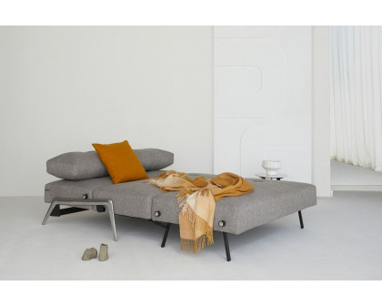 Innovation Living Cubed Full Size Sofa Bed with Alu Legs - 216 Flashtex Dark Gray