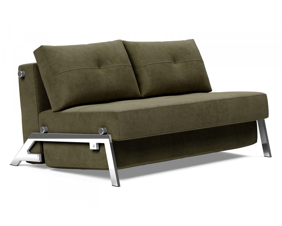 Innovation Living Cubed Full Size Sofa Bed with Chrome legs - 316 Cordufine Pine Green