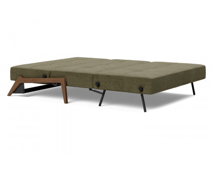 Innovation Living Cubed Full Size Sofa Bed with Dark Wood Legs - 316 Cordufine Pine Green