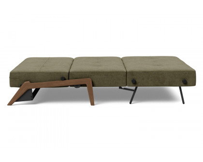 Innovation Living Cubed Full Size Sofa Bed with Dark Wood Legs - 316 Cordufine Pine Green