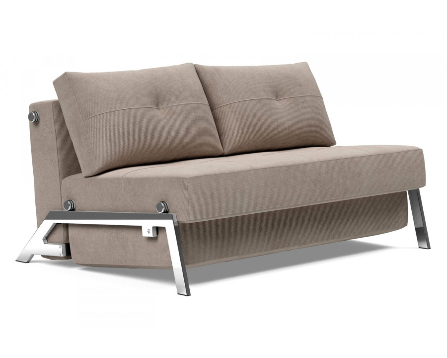 Innovation Living Cubed Full Size Sofa Bed with Chrome legs - 318 Cordufine Beige