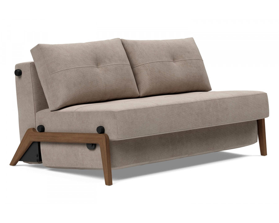 Innovation Living Cubed Full Size Sofa Bed with Dark Wood Legs - 318 Cordufine Beige