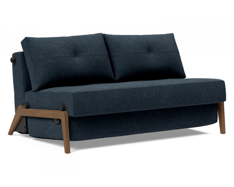 Innovation Living Cubed Full Size Sofa Bed with Dark Wood Legs - 515 Nist Blue