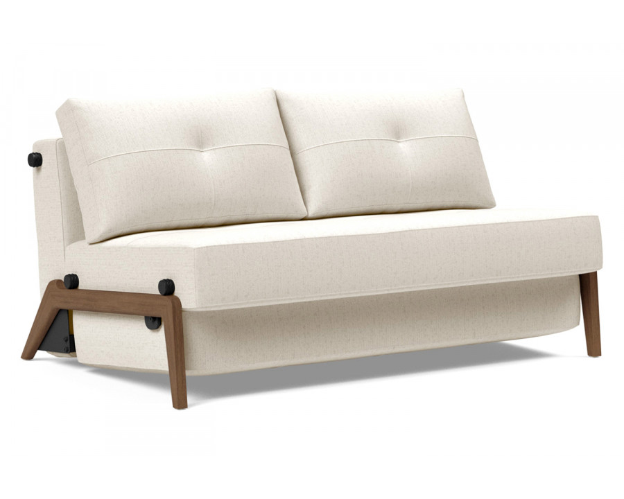 Innovation Living Cubed Full Size Sofa Bed with Dark Wood Legs - 531 Bouclé Off White