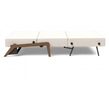 Innovation Living Cubed Full Size Sofa Bed with Dark Wood Legs - 531 Bouclé Off White