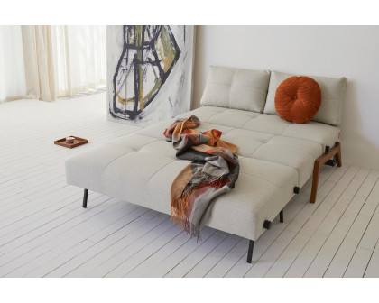 Innovation Living Cubed Full Size Sofa Bed with Dark Wood Legs - 531 Bouclé Off White