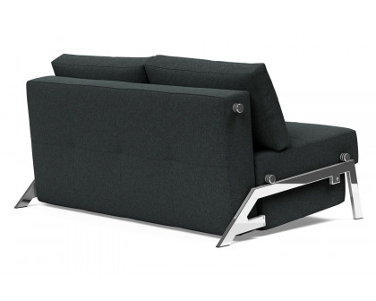 Innovation Living Cubed Full Size Sofa Bed with Chrome legs - 534 Bouclé Black Raven