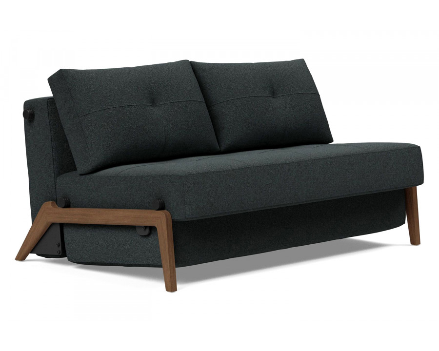 Innovation Living Cubed Full Size Sofa Bed with Dark Wood Legs - 534 Bouclé Black Raven