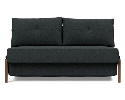 Innovation Living Cubed Full Size Sofa Bed with Dark Wood Legs - 534 Bouclé Black Raven