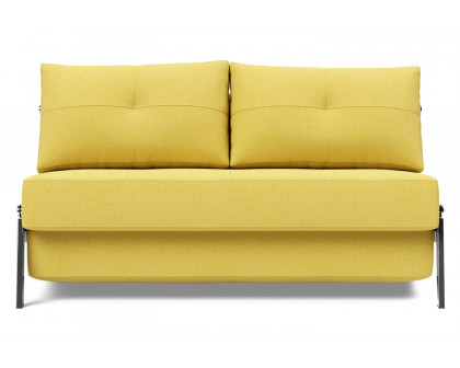 Innovation Living Cubed Full Size Sofa Bed with Chrome legs - 554 Soft Mustard Flower