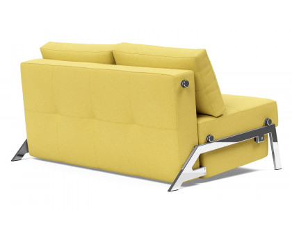 Innovation Living Cubed Full Size Sofa Bed with Chrome legs - 554 Soft Mustard Flower