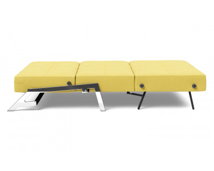 Innovation Living Cubed Full Size Sofa Bed with Chrome legs - 554 Soft Mustard Flower