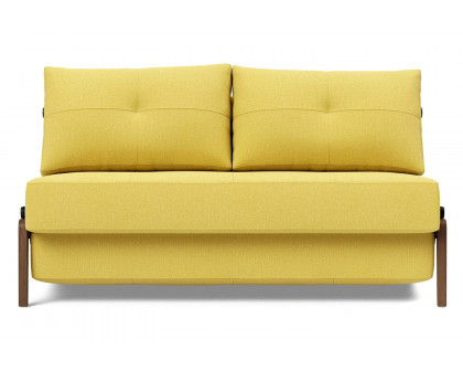 Innovation Living Cubed Full Size Sofa Bed with Dark Wood Legs - 554 Soft Mustard Flower