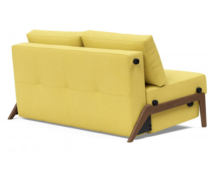 Innovation Living Cubed Full Size Sofa Bed with Dark Wood Legs - 554 Soft Mustard Flower