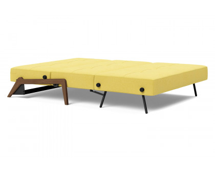 Innovation Living Cubed Full Size Sofa Bed with Dark Wood Legs - 554 Soft Mustard Flower