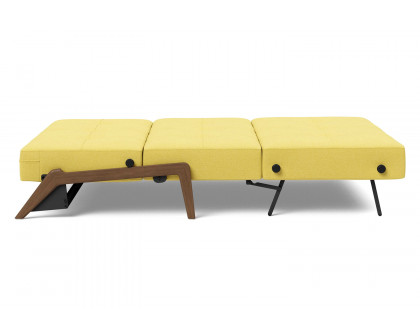 Innovation Living Cubed Full Size Sofa Bed with Dark Wood Legs - 554 Soft Mustard Flower