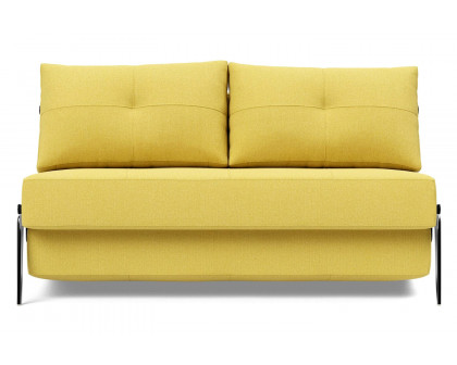 Innovation Living Cubed Full Size Sofa Bed with Alu Legs - 554 Soft Mustard Flower