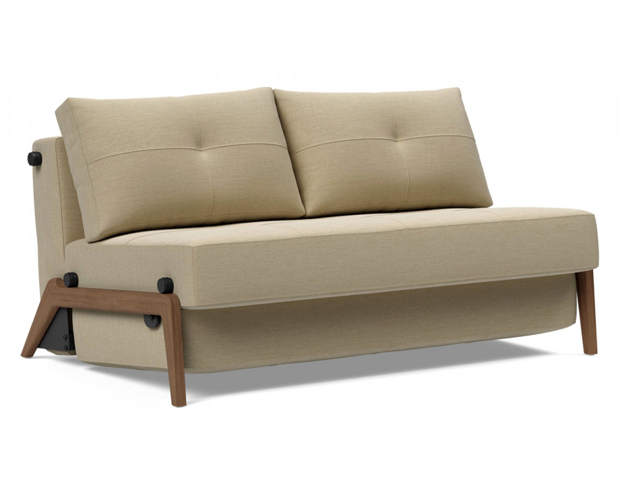 Innovation Living Cubed Full Size Sofa Bed with Dark Wood Legs - 571 Vivus Dusty Sand