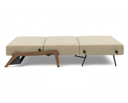 Innovation Living Cubed Full Size Sofa Bed with Dark Wood Legs - 571 Vivus Dusty Sand