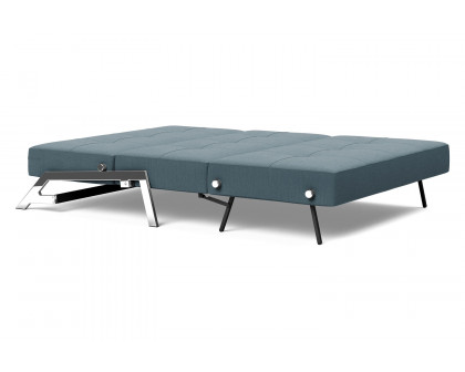 Innovation Living Cubed Full Size Sofa Bed with Chrome legs - 573 Vivus Dusty Blue