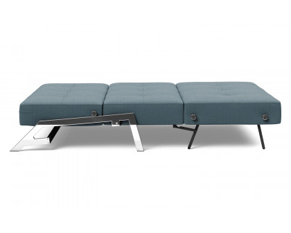 Innovation Living Cubed Full Size Sofa Bed with Chrome legs - 573 Vivus Dusty Blue