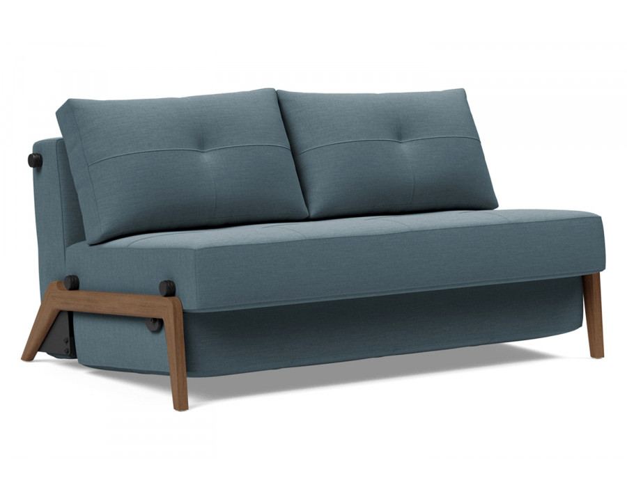 Innovation Living Cubed Full Size Sofa Bed with Dark Wood Legs - 573 Vivus Dusty Blue