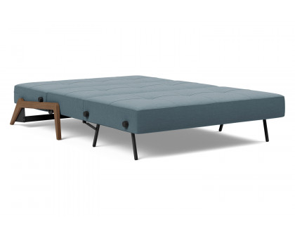 Innovation Living Cubed Full Size Sofa Bed with Dark Wood Legs - 573 Vivus Dusty Blue