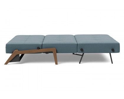 Innovation Living Cubed Full Size Sofa Bed with Dark Wood Legs - 573 Vivus Dusty Blue