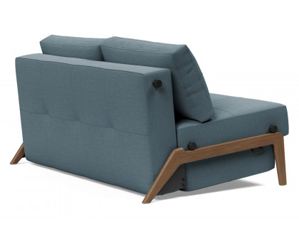 Innovation Living Cubed Full Size Sofa Bed with Dark Wood Legs - 573 Vivus Dusty Blue