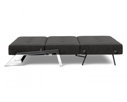 Innovation Living Cubed Full Size Sofa Bed with Chrome legs - 577 Kenya Dark Gray