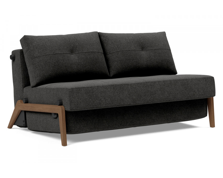 Innovation Living Cubed Full Size Sofa Bed with Dark Wood Legs - 577 Kenya Dark Gray