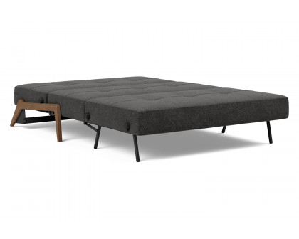 Innovation Living Cubed Full Size Sofa Bed with Dark Wood Legs - 577 Kenya Dark Gray